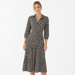 Rachel Zoe Womens XS Shirt Dress Midi Maxi Buttons Collar Black White New